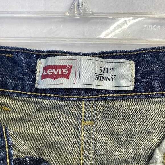 Levi’s 511 Skinny Cut-Off Raw Hem Denim Shorts Girls 12 Reg Blue Mid-Rise Used - Picture 11 of 16